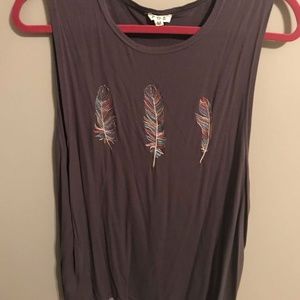 Boutique Feather Embroidered Detailed Tank